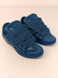 LANVIN Men's Curb Xl Padded Leather Low Top Sneakers in ocean blue - men's sneaker - view 6
