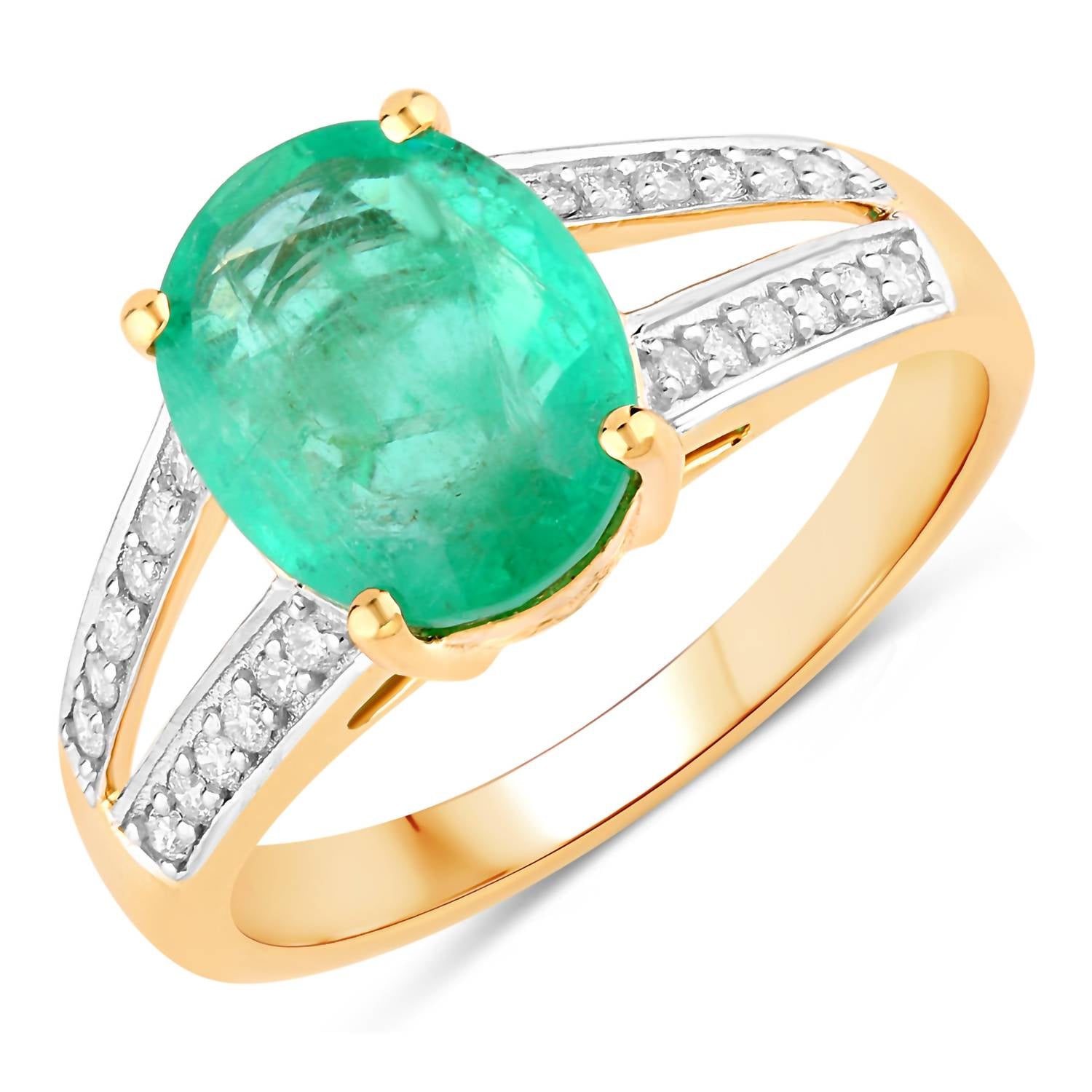 Diana M Jewels Women's Oval Natural Zambian Emerald Fashion Ring (2.29 Ct) - Classic Plus in 14k yellow gold - women's jewelry