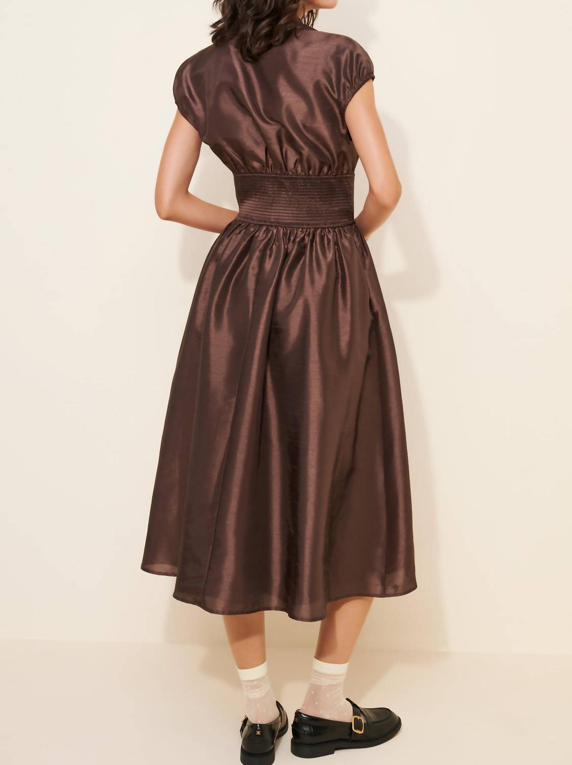 Hutch - Drop-waist Short-sleeve Iridescent Midi Dress