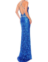 Precious Formals - Hand Beaded Prom Dress With High Slit