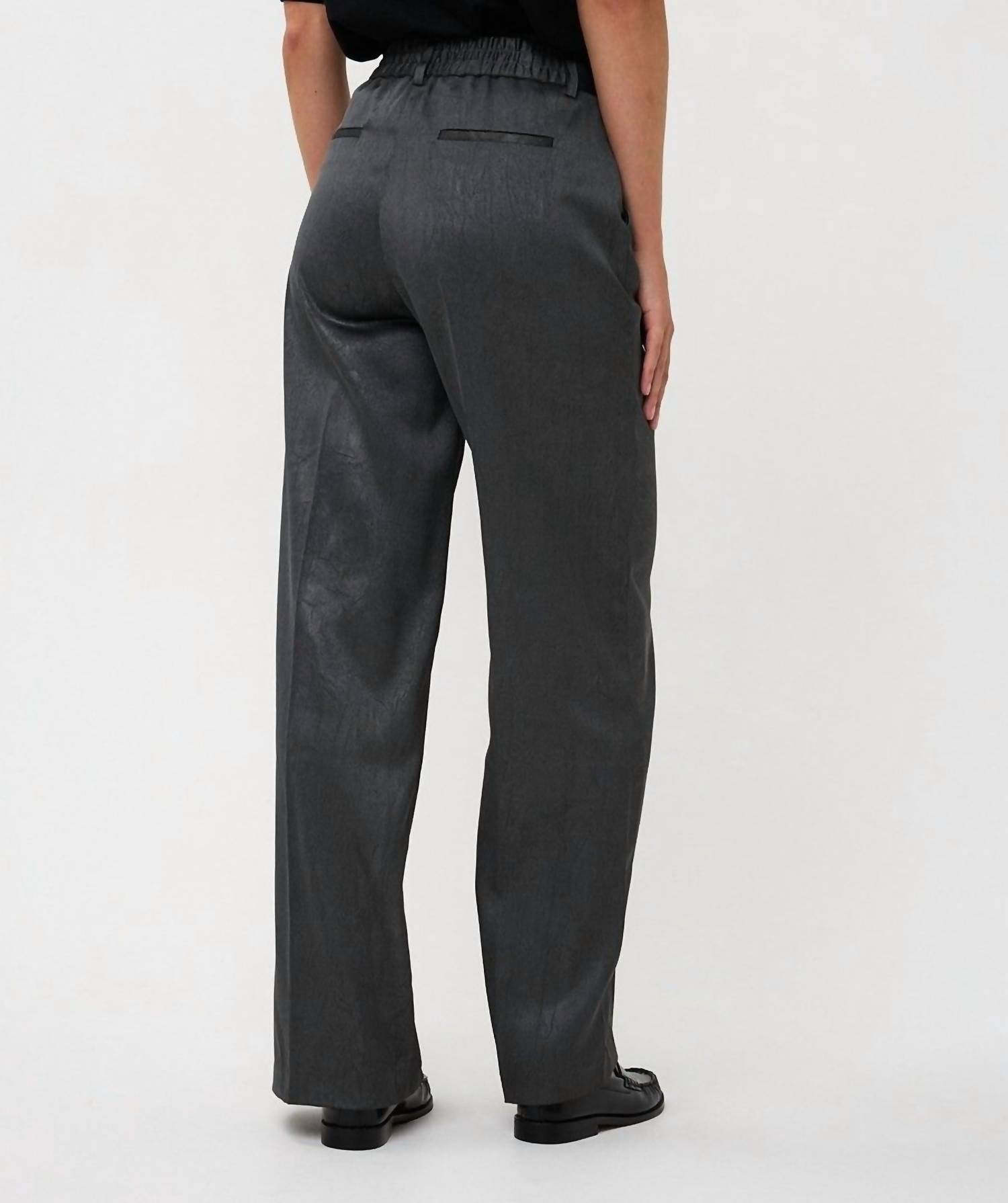 ESQUALO Shimmer Crinkle Trouser in grey - women's pants - detail view