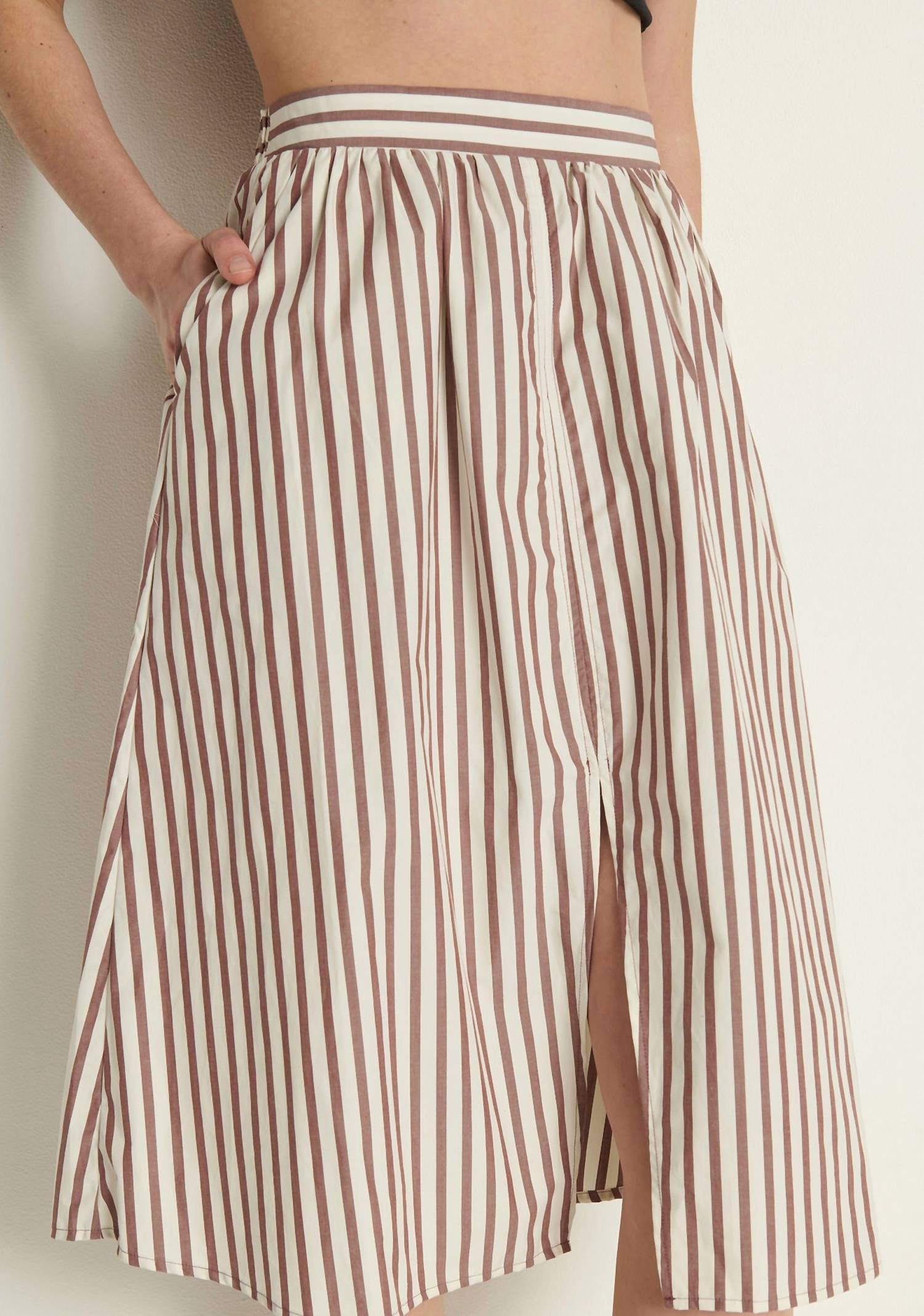 Nation LTD Tatianna Midi Skirt in sable stripe - women's skirt - detail view