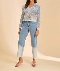 FDJ V-Neck Printed Sweater in neutral multi - women's sweater - detail view