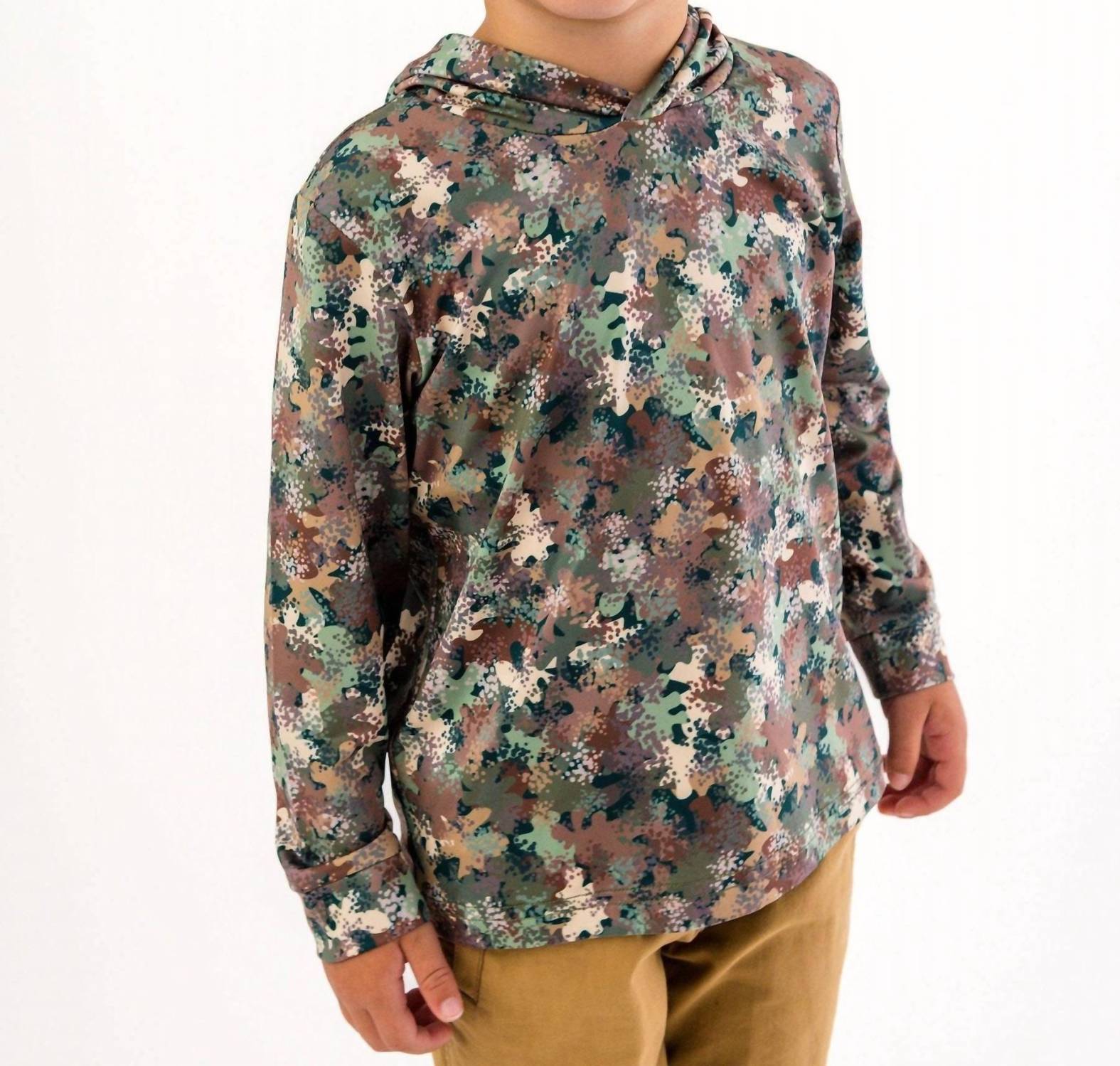 Rufflebutts - Boys' Long-sleeve Little Deer Lodge Performance Hooded Shirt
