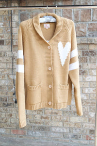 Pink Pineapple - Varsity Chunky Heart Cardigan