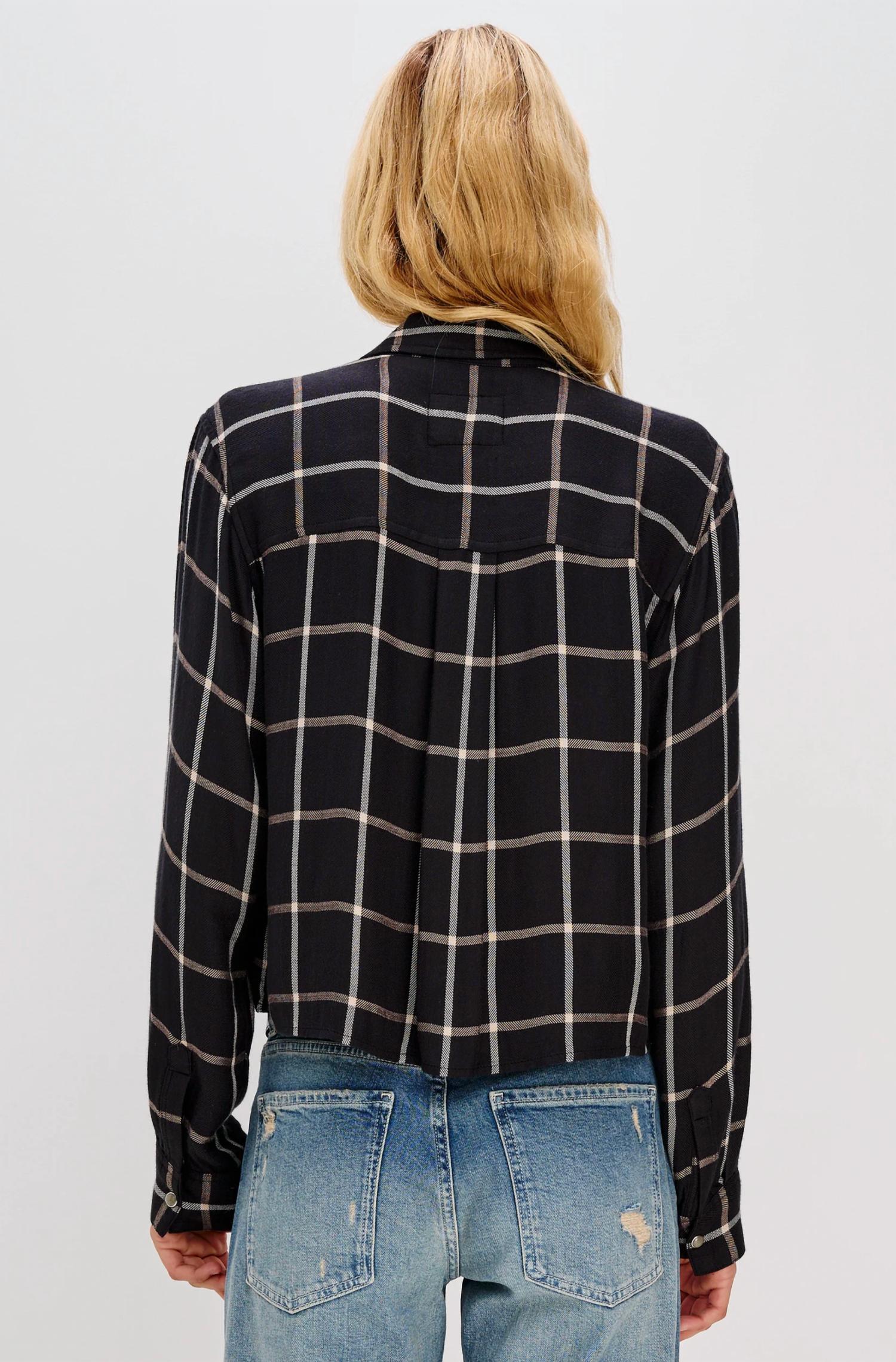 Rails Malin Long Sleeve Top in onyx sand birch - women's shirt - detail view