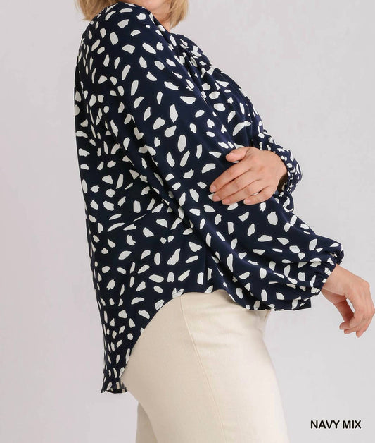 Animal Print Round Neck Long Sleeve Top