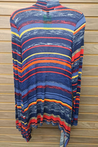 Derek Heart - Women's Colorful Stripes Open Cardigan