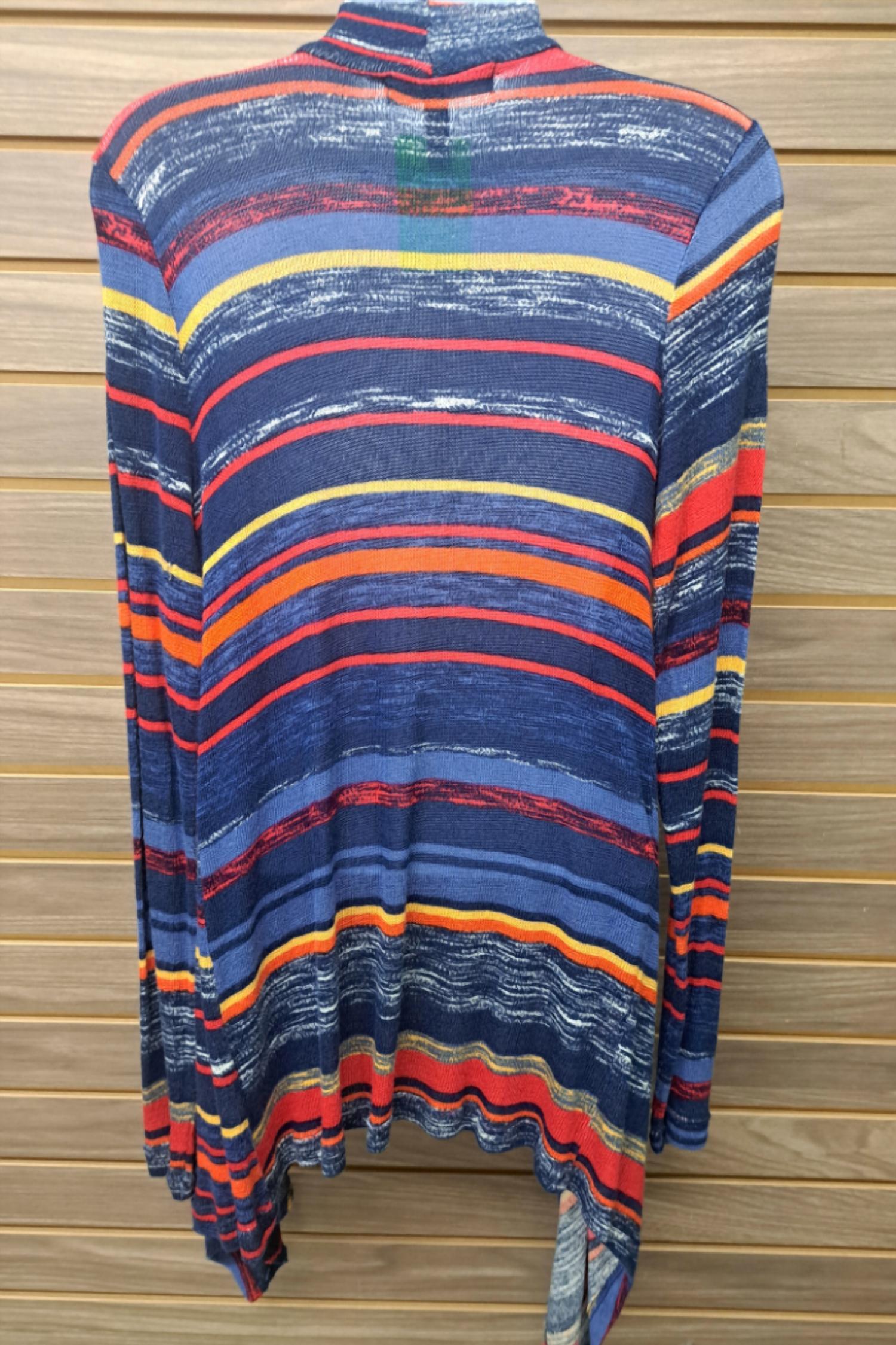 Derek Heart - Women's Colorful Stripes Open Cardigan