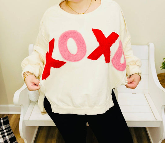 Bibi - Terry Xoxo Patchwork Top