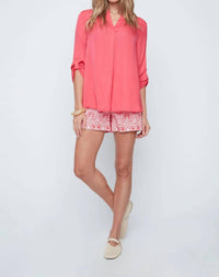 Renuar - Roll-tab Sleeves Woven Blouse
