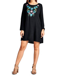 Velzera - Floral Embroidered Mini Dress - Plus