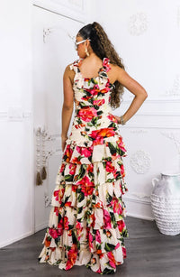 Surelymine - Ruffle it Up Floral High Slit Maxi Dress