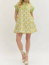 Entro - Contrasting V-neck Mini Dress