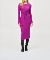 Joseph Ribkoff - Waist Tie Keyhole Neck Midi Sheath Dress