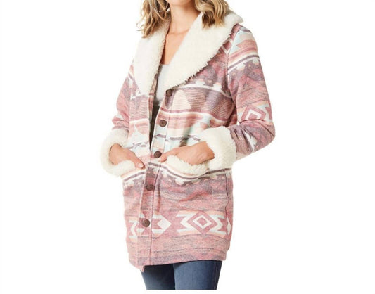 Wrangler - Retro Southwest Print Sherpa Shawl Collar Coat