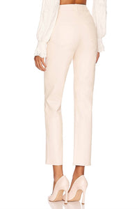 Paige Stella Straight Leg Faux Leather Pants in ecru - women's pants - alternate view