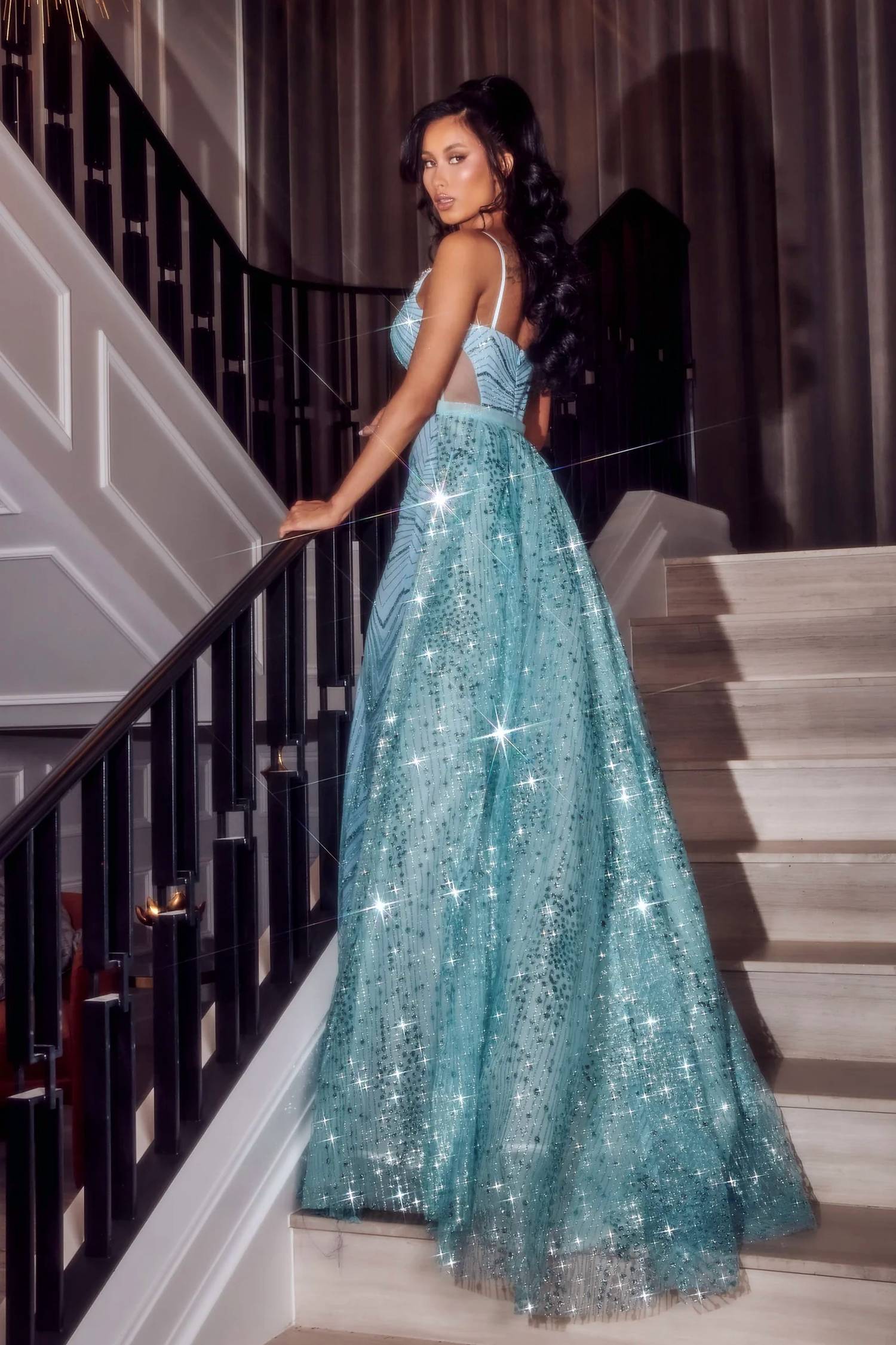 Portia&Scarlett - Glitter Train Prom Dress