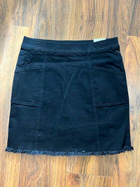 Slimsation By Multiples Jean Fringe Hem Skort in black denim - women's shorts - view 6