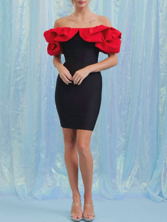 Rivir - Fiesta Time Bandage Colorblock Ruffle Dress