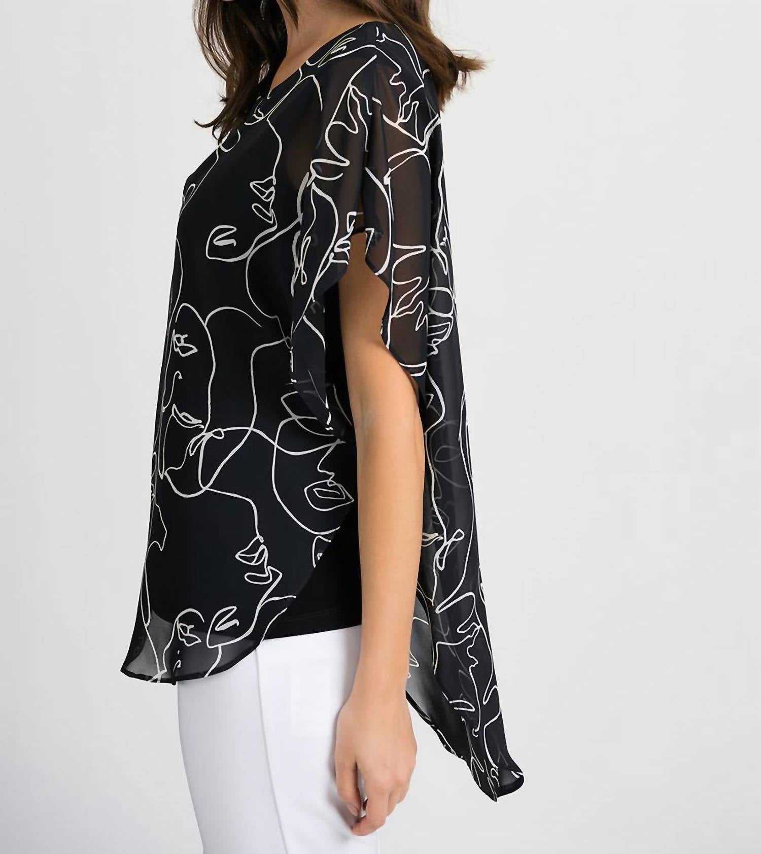 Joseph Ribkoff - Face Time Print Overlay Top
