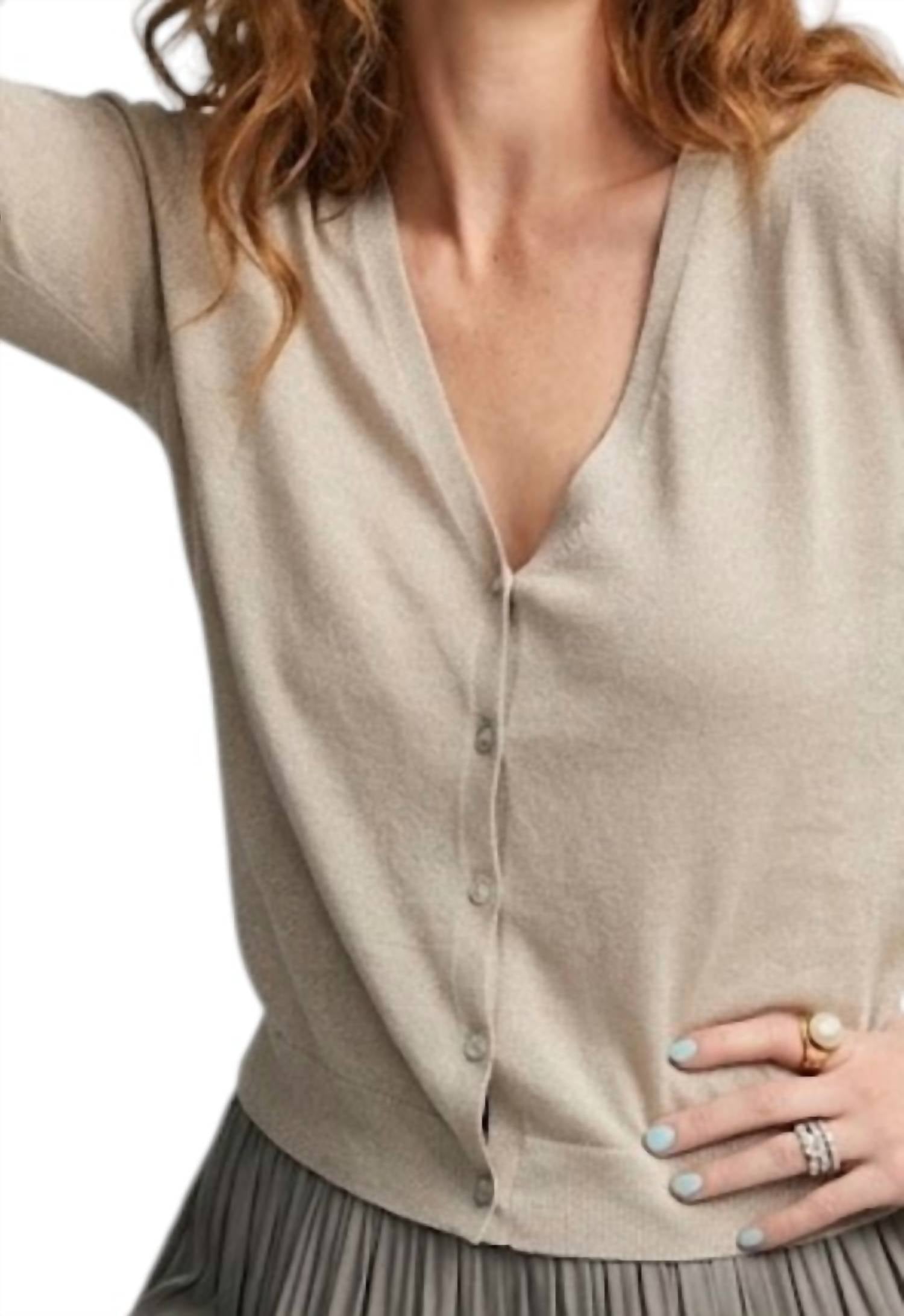 Elle Grey - Fine Gauge V-neck Cardigan