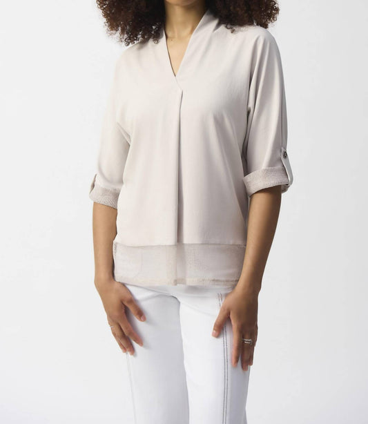 Joseph Ribkoff - v neck top with mesh hem