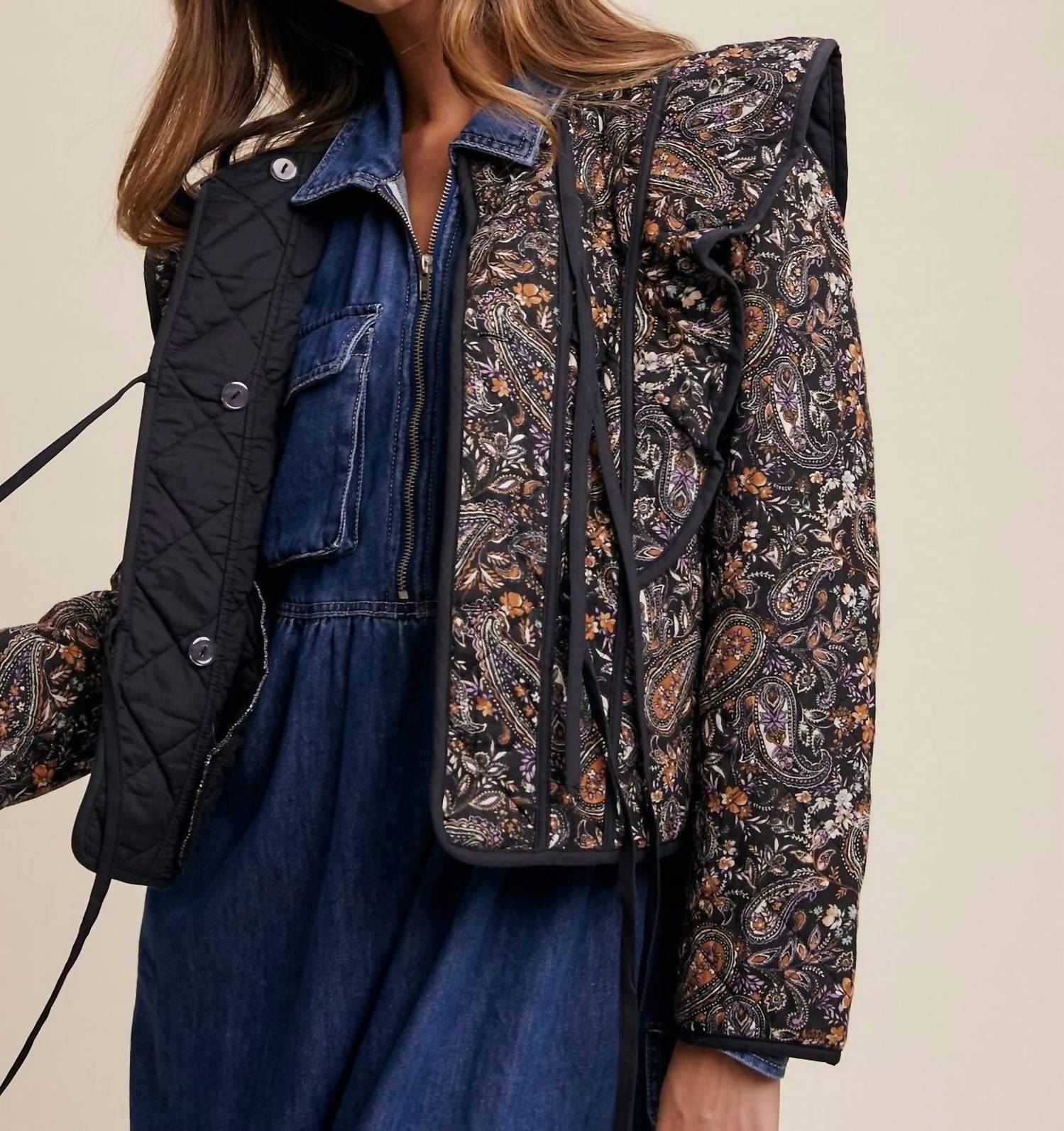 Listicle - Paisley Print Quilted Jacket
