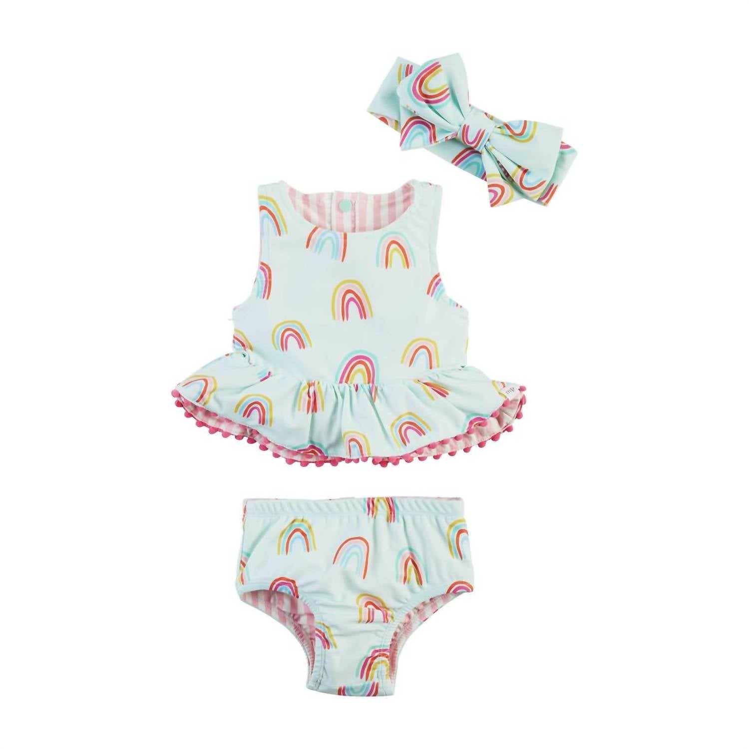 Mudpie - Kids Reversible Swimsuit & Headband Set