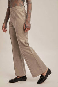 Hem & Thread Brush Flare Pants in heather grey - women's pants - alternate view