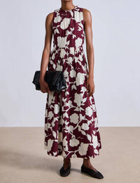 APIECE APART Arte Tank Maxi Dress in paz floral fig - women's dress - view 4