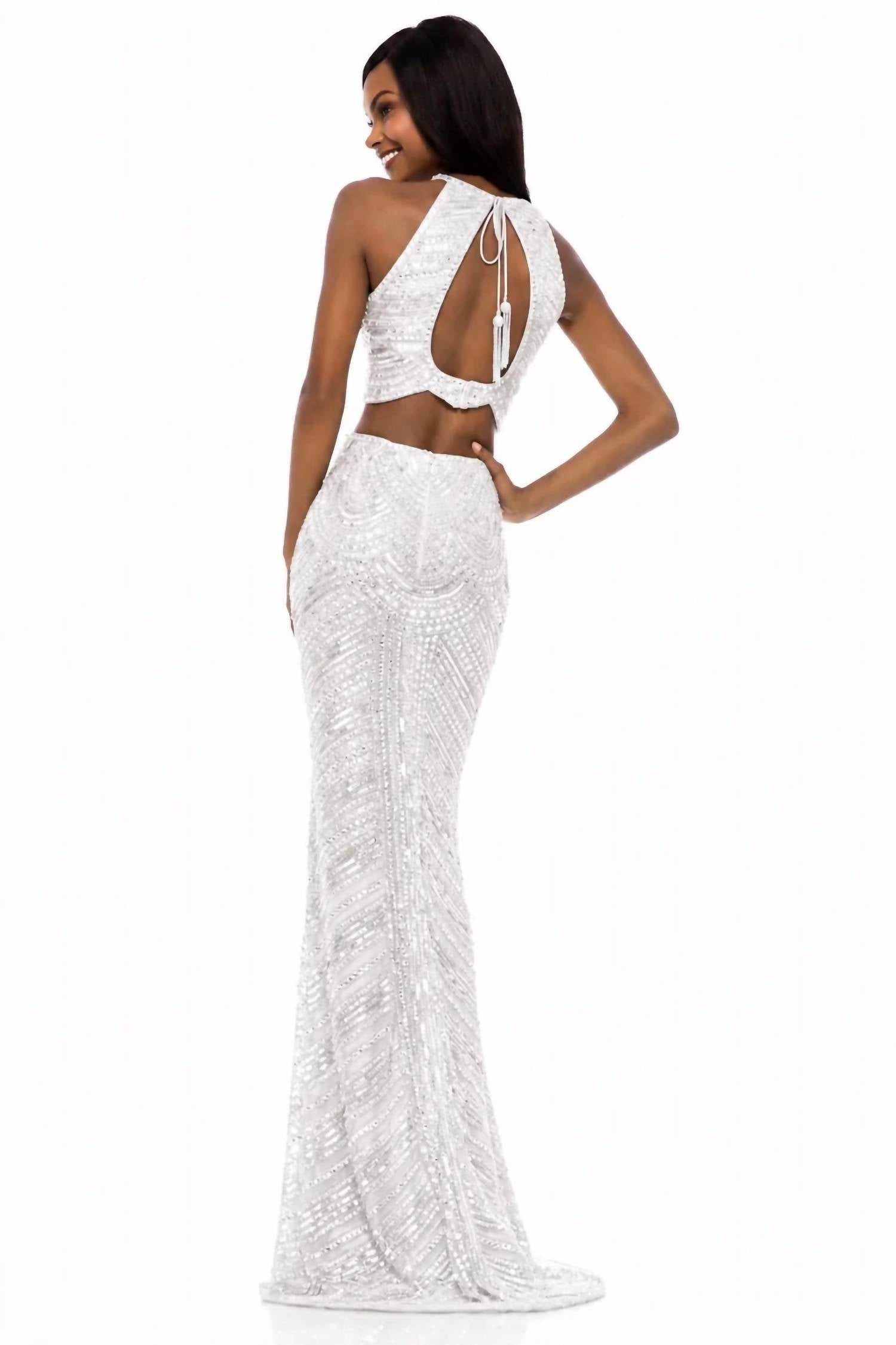 Sherri Hill Two Piece Sequin Gown in ivory - women's dress - alternate view