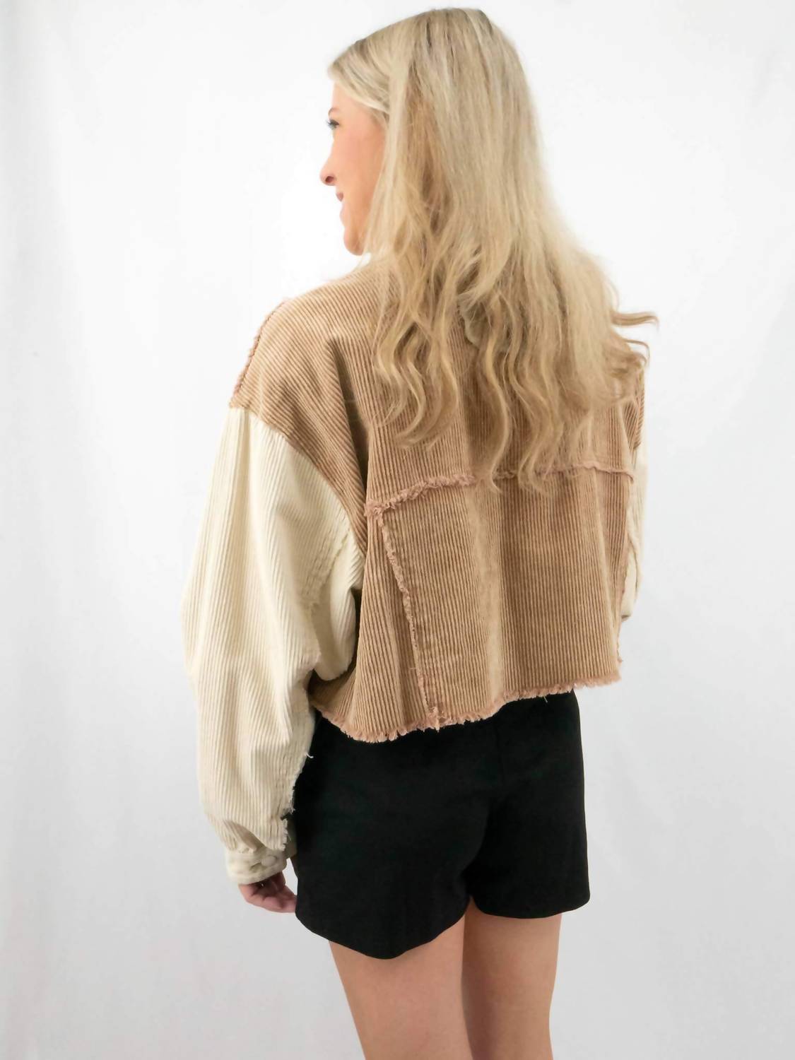 Pol - Cropped Corduroy Block Jacket