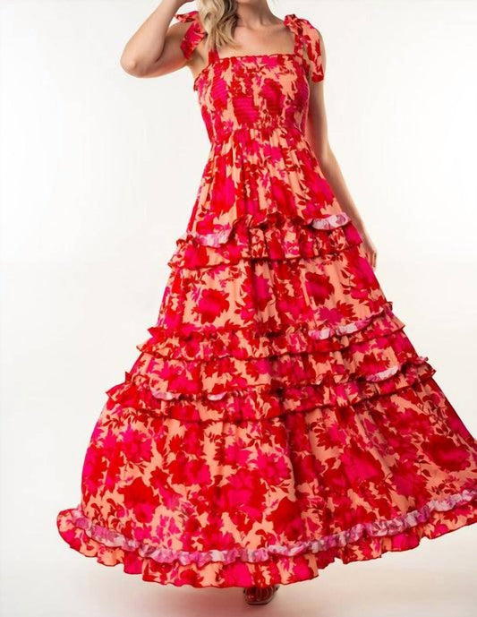 White Birch - Berry Floral Maxi Dress