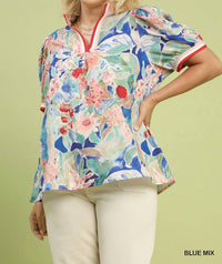 Umgee - Jacquard Bloomscape Print Top