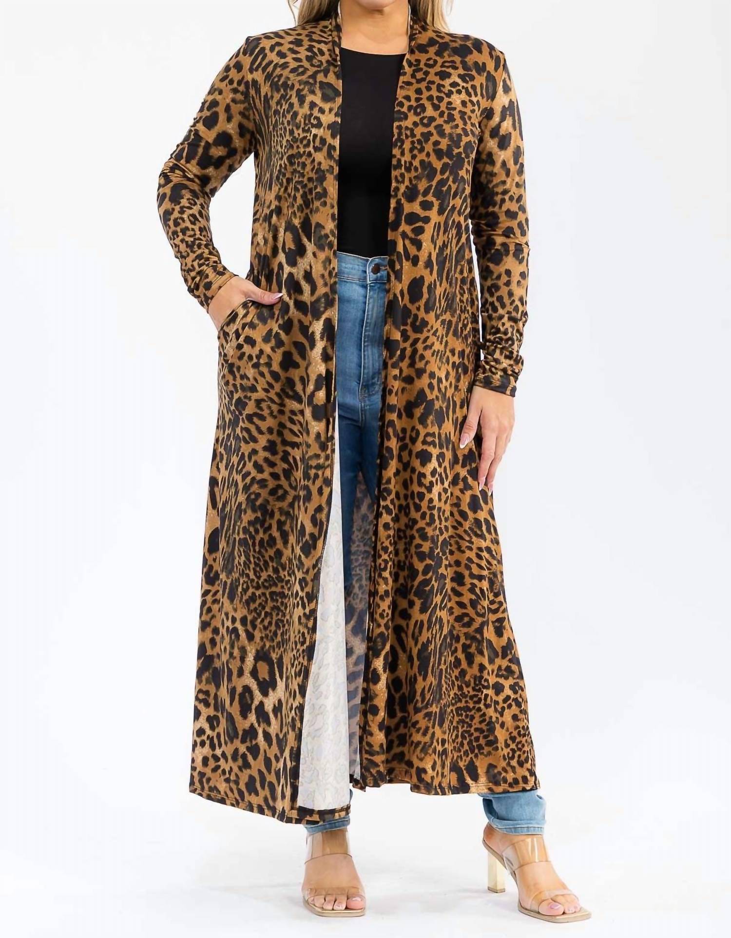 Karen T Design - Long Sleeve Maxi Length Open Front Cardigan