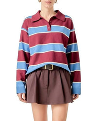 English Factory - Striped Polo Knit Top