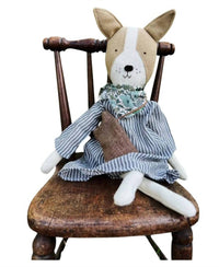 Woolgrass Farm - Fig The Frenchie Dog With Striped Day Dress
