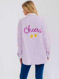 Fantastic Fawn - Cheers Sequin Patch Poplin Shirt