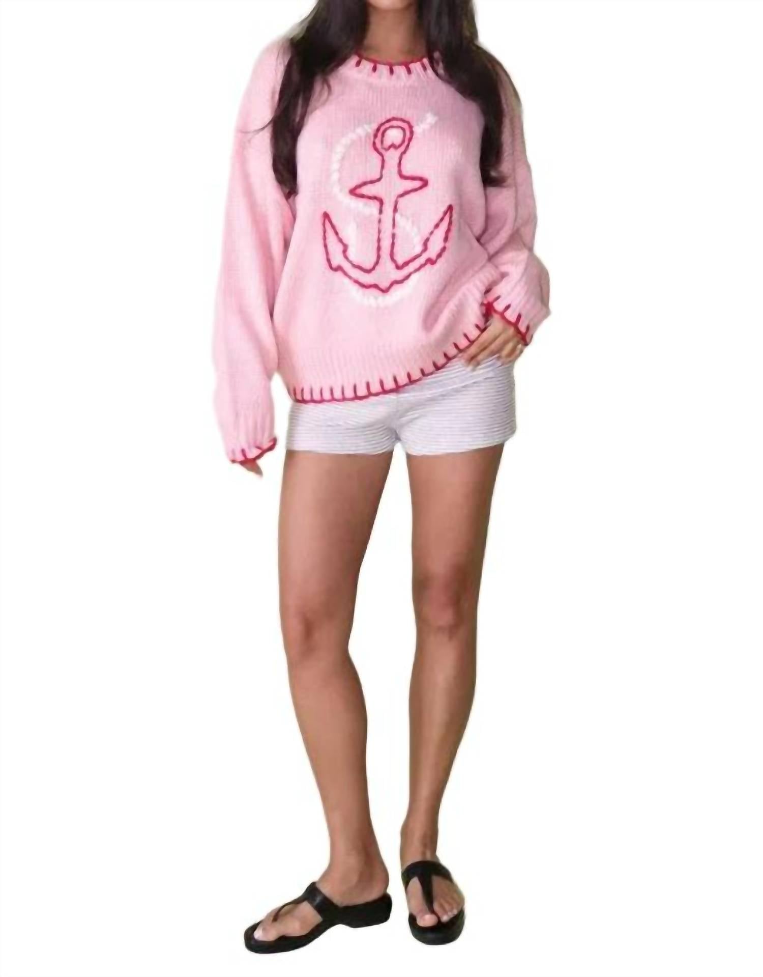 Bailey Rose - Anchor's Away Oversized Knit Pullover