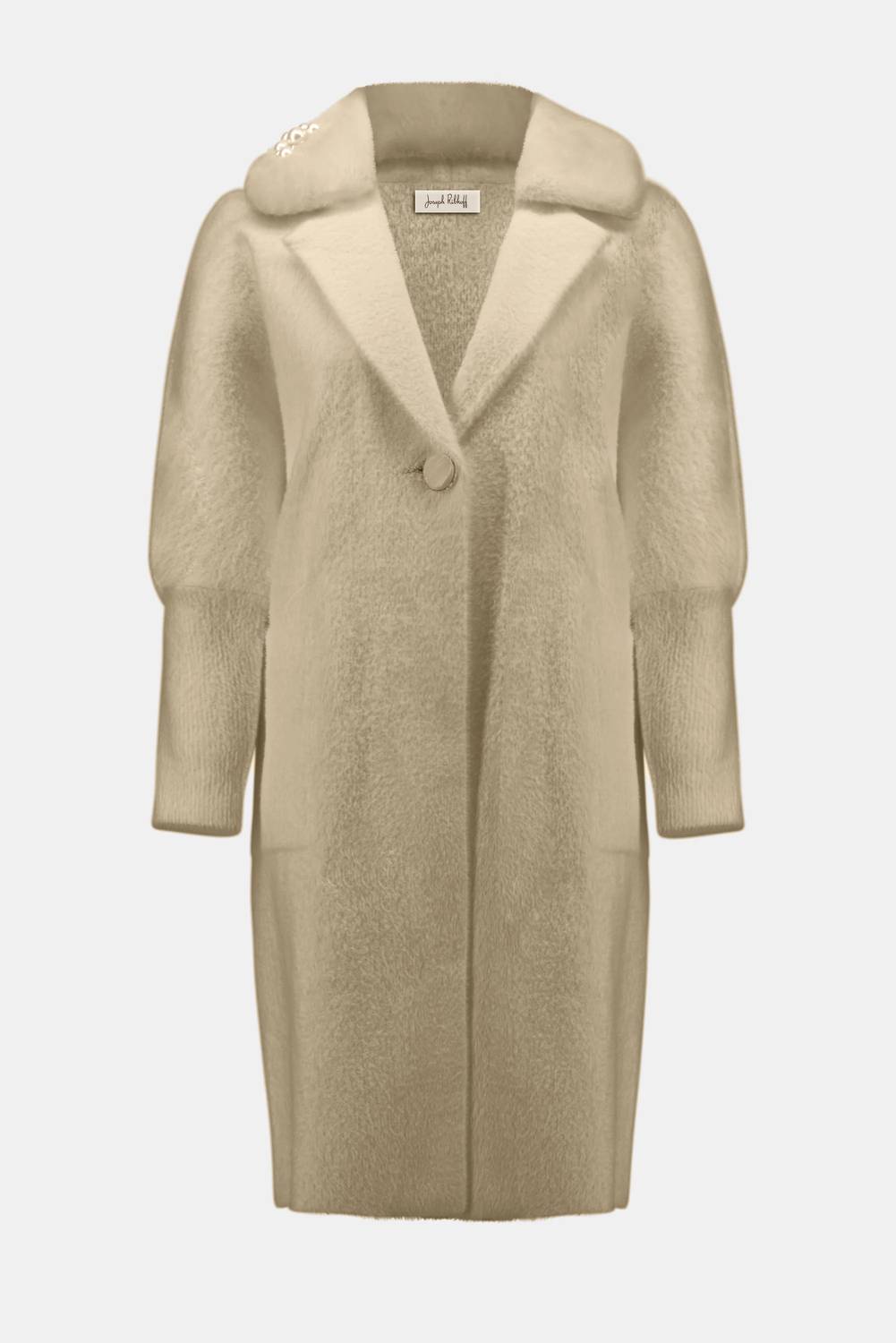 Joseph Ribkoff - Fancee Feather Yarn And Faux Fur Sweater Coat