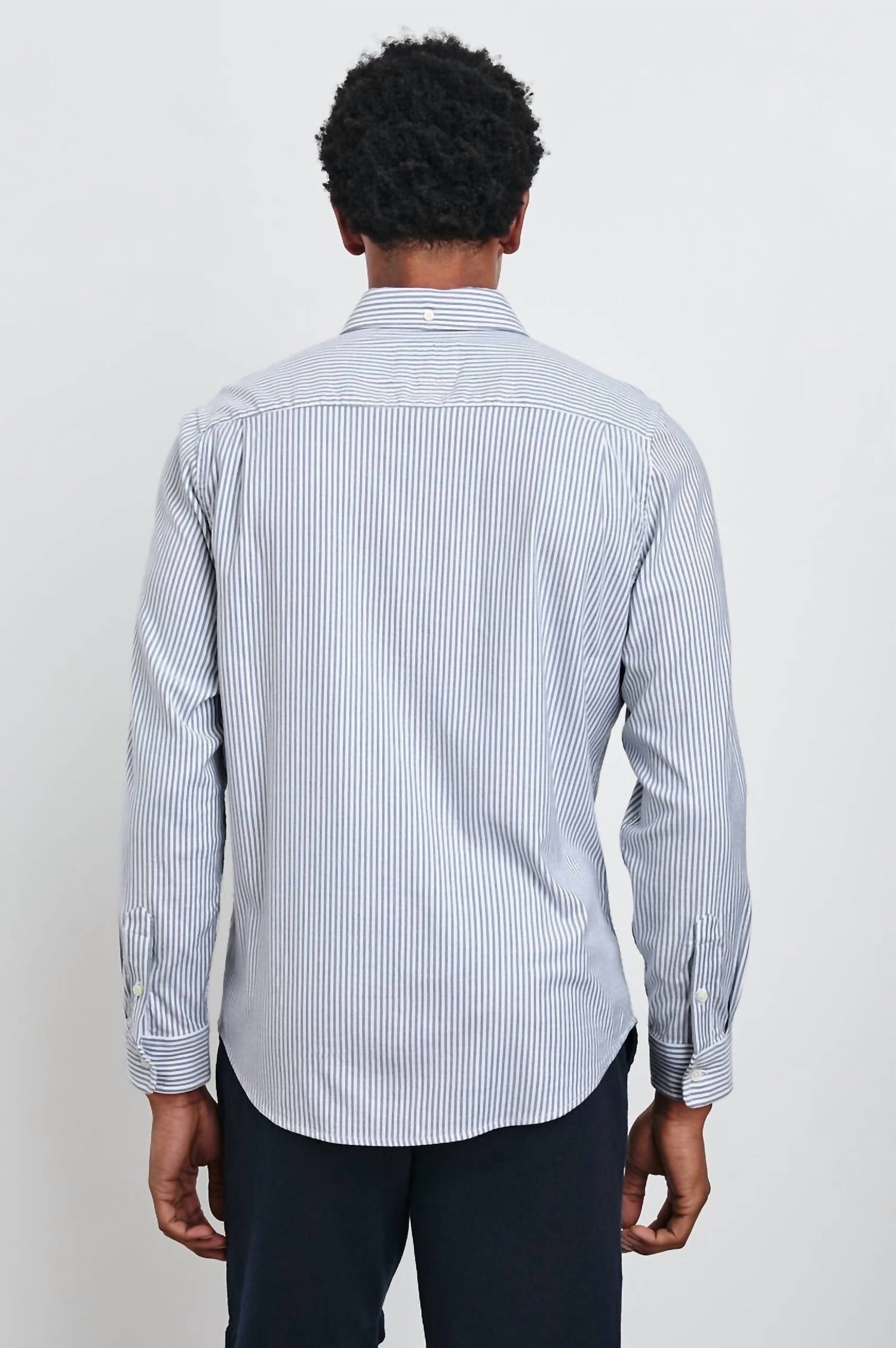 Rails Vance Button-down Shirt in blue white stripe - men's shirt - detail view