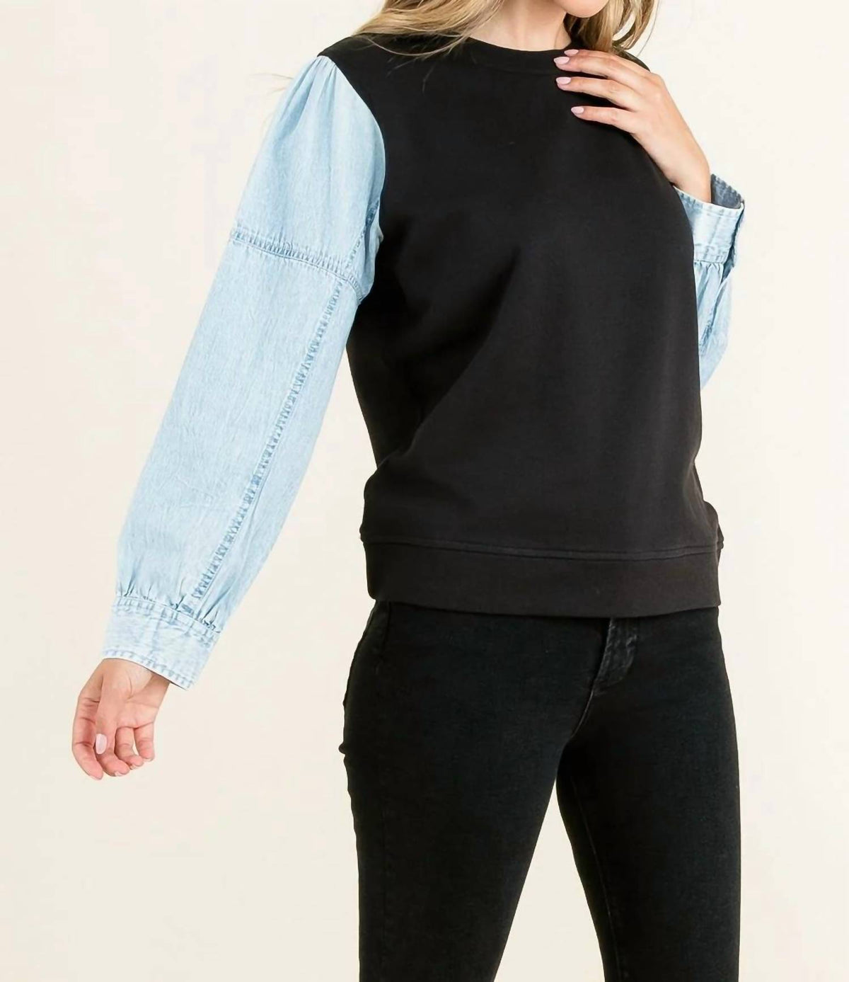 Thml - Knit Denim Sleeve Top