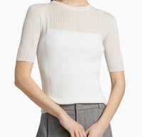 Vince - Double Layer Rib Elbow Sleeve Top