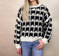So Me - Contrast Color Square Knitted Sweater