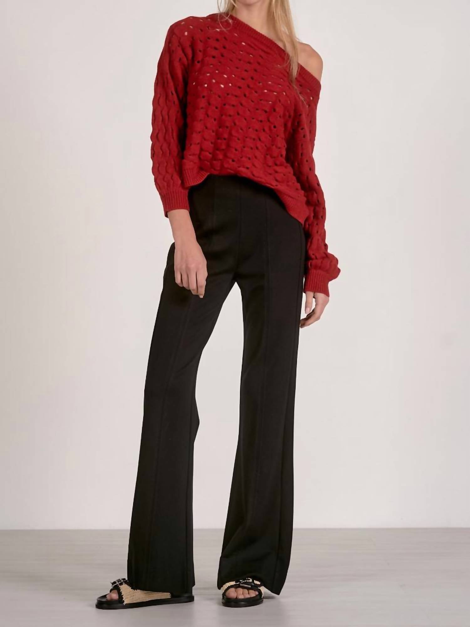Elan - Wide Neck Open Knit Crochet Sweater