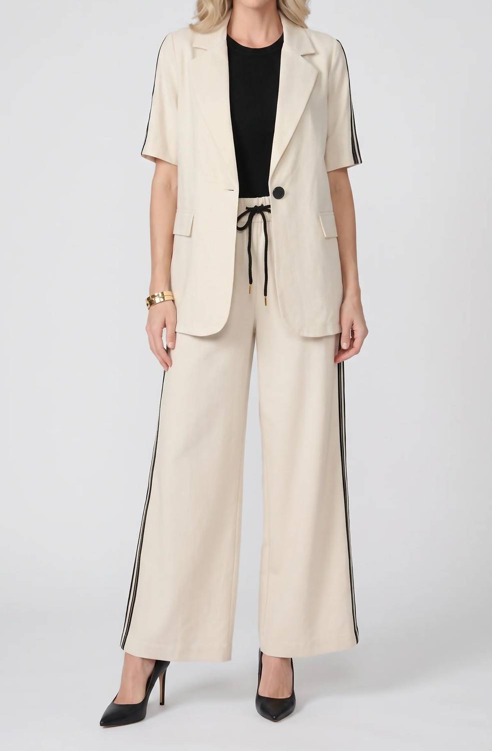Joseph Ribkoff - Side Stripe Linen Blazer Jacket