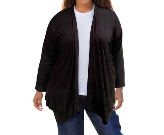 On The Plus Side - Long Sleeve Draped Cardigan - Plus
