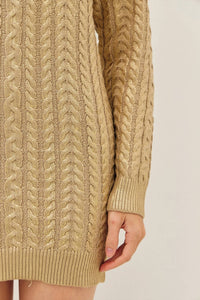 Idem Ditto - Metallic Foil Cable Knit Sweater Dress