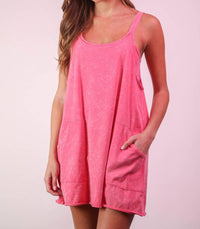 Very J - Mineral Washed Knit Mini Dress with Shorts Inside